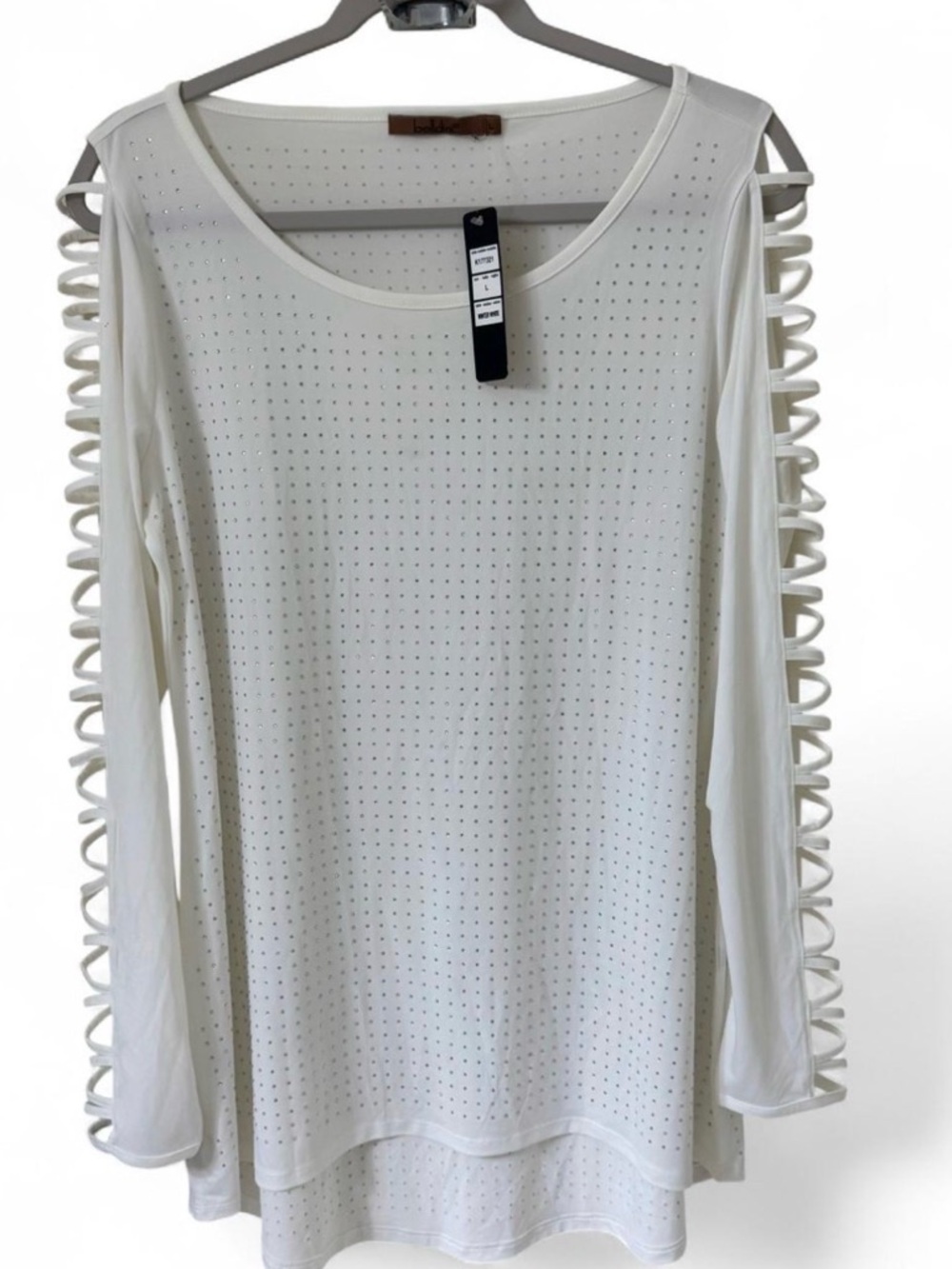 Belldini White Long-Sleeve Ladder Sleeve Top